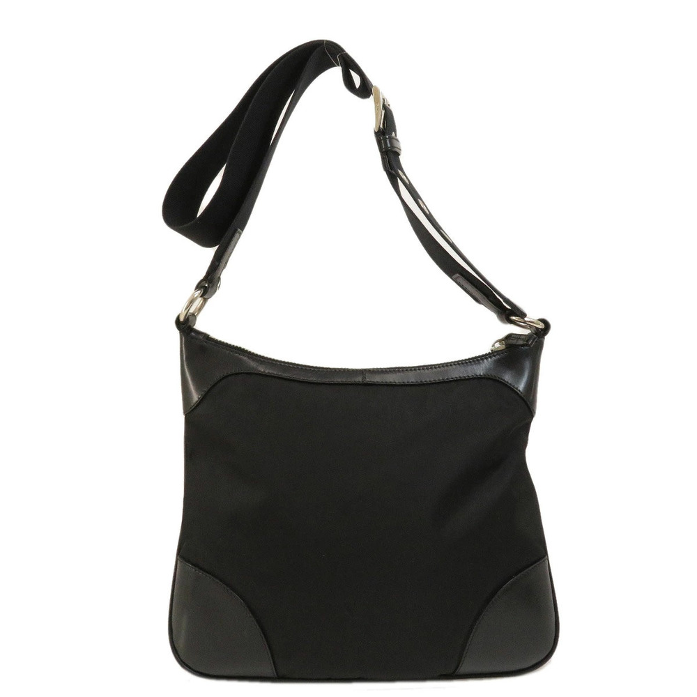 Prada Messenger Crossbody leather black Bag trim Tessuto Black